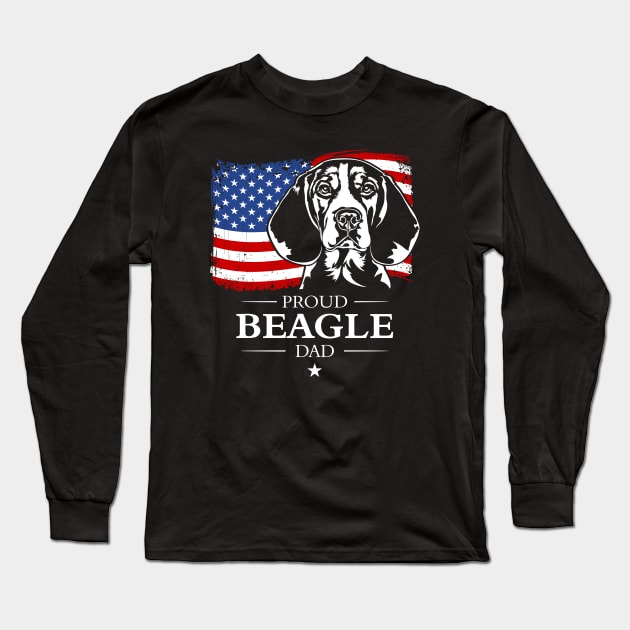 Beagle Dad American Flag patriotic dog Long Sleeve T-Shirt by wilsigns